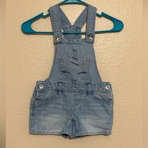Blue Denim Unicorn Romper Shorts Girl's 7 Jumper Overall Bid Short Light Wash